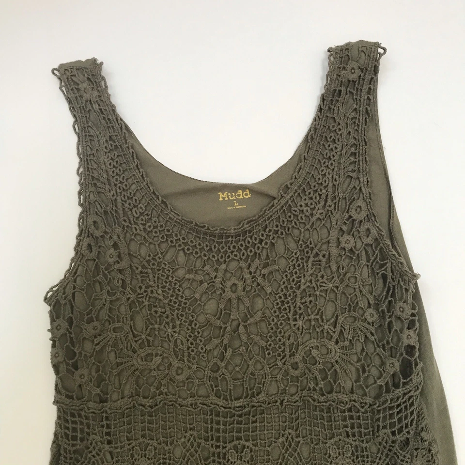 Top Y2K Late 2000 Mudd Crochet L Verde Hada Grunge Boho Granola Niña Forestcore Foto 3 de 4