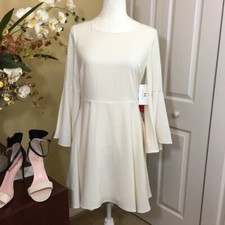 Halston Flouce Sleeve Round Neck A-Line fit & Flare Mini Dress Size 2 Minimalist
