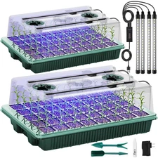 Tray with Grow Light 2 Packs 80 Cells Seed Starting Kit Seedling Starter Trays