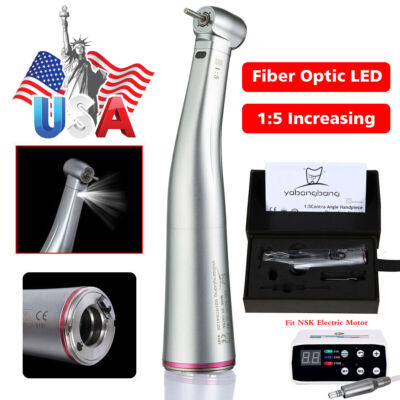 LED Dental Electric/Handpiece 1:5 Contra Angle Fiber Optic High-Speed