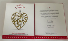 NIB Hallmark Keepsake 2016 Heart Ornament Our First Christmas Removable Year Tag