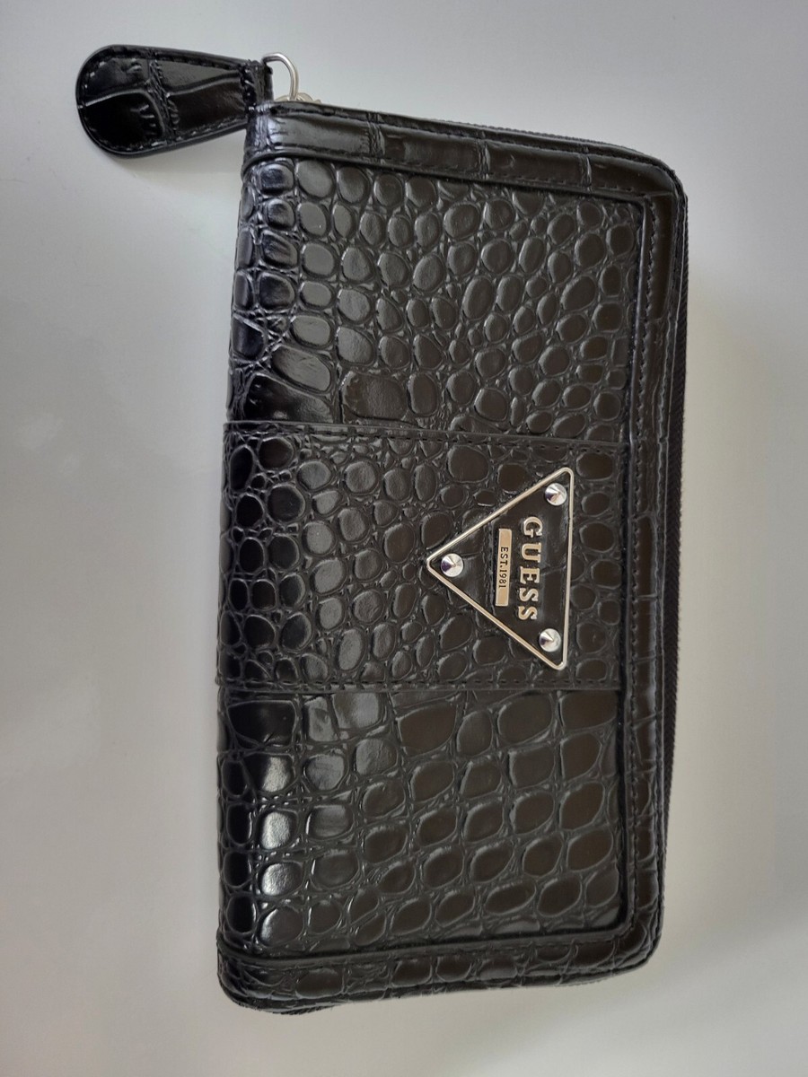 Womens Guess Wallet Faux Black Aligator Organizer Wallet Used | eBay
