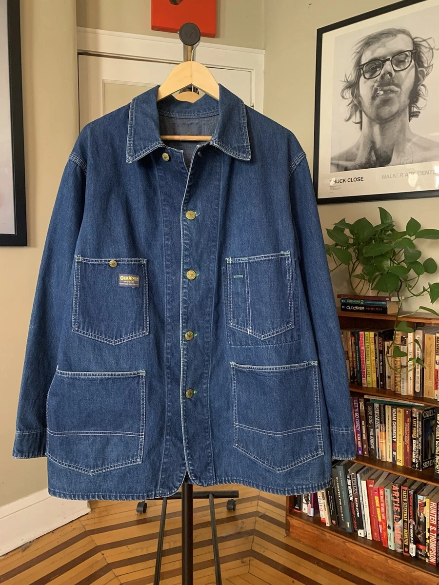 Vintage Oshkosh B Gosh Denim Chore Coat Size 44 Regular Union Made Sanforized