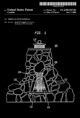 2005 - Fireplace With Waterfall - D. P. Coughlin - Patent Art Poster