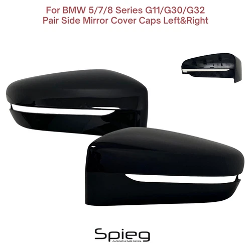 Pair Door Side Mirror Cover Cap for BMW 5/7/8 Series G11/G30/G32 Painted Black
