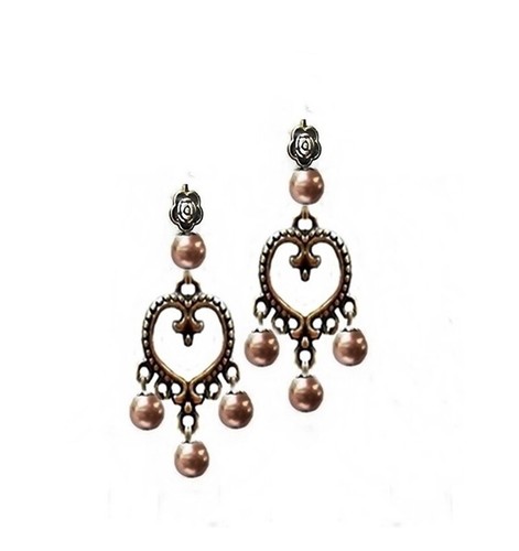 Pendientes Amor Corazón Candelabro Gota Boho Bronce Con Perlas, ELECCIÓN DE COLOR - Imagen 6 de 16
