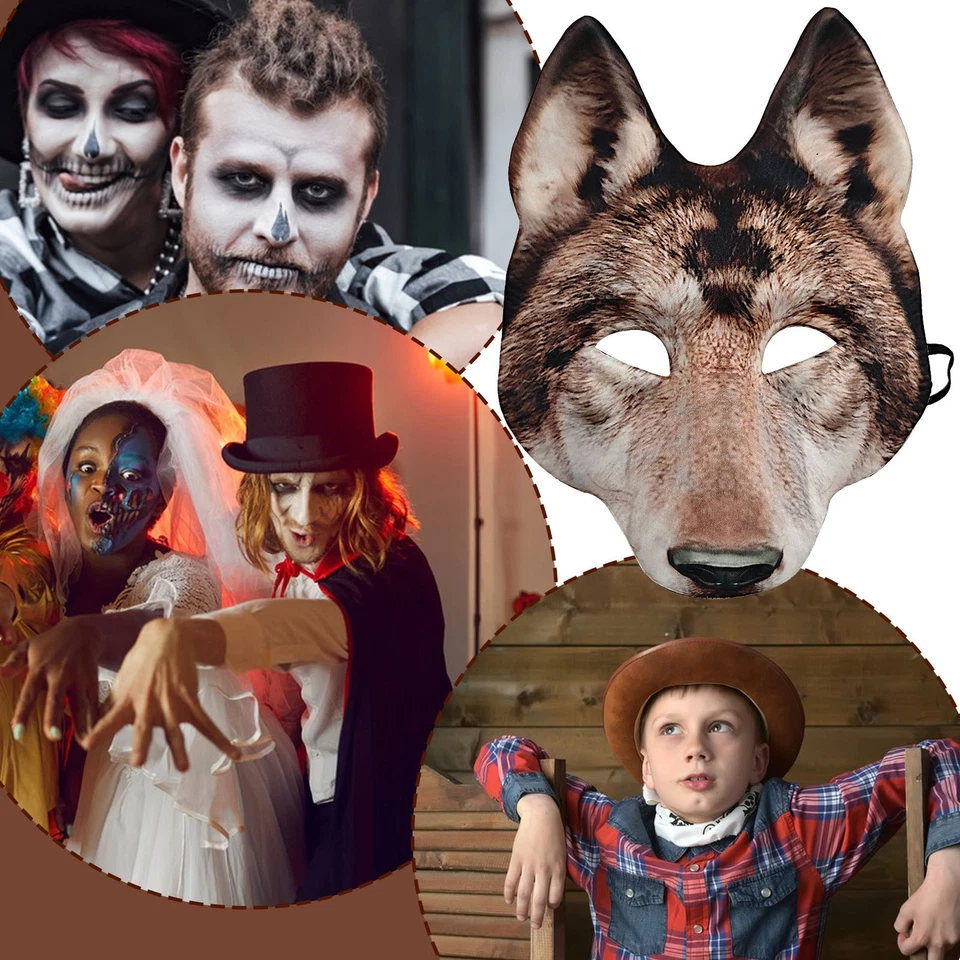 Máscara facial animal perro miedo lobo Halloween hombre lobo disfraces disfraz disfraz Foto 2 de 4