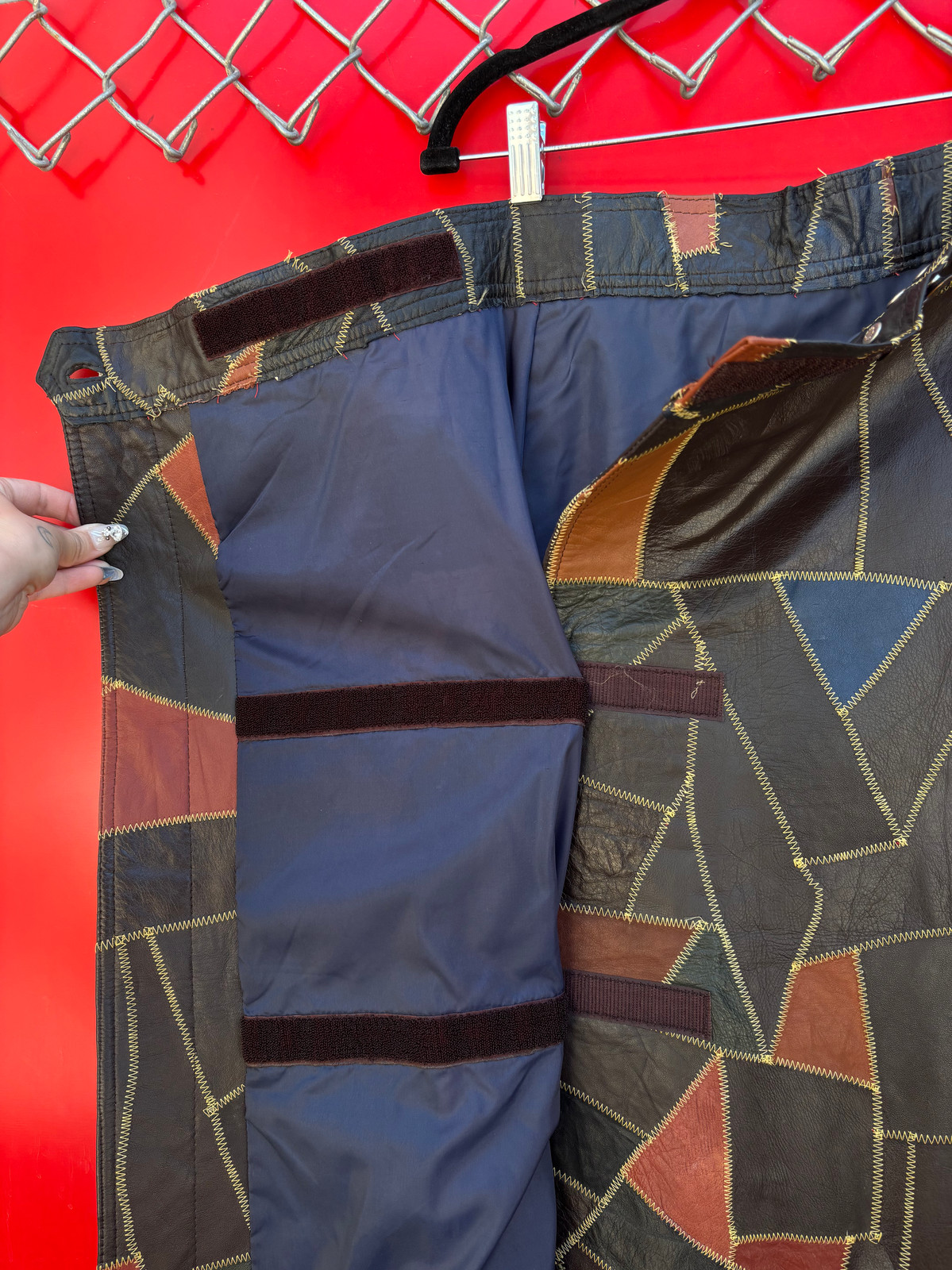 Big Stone Leather Patchwork Skirt - image 8