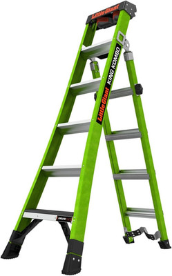 King Kombo 2.0 XT 6ft A-Frame Ladder, 10ft Extension, 375lbs, Fiberglass