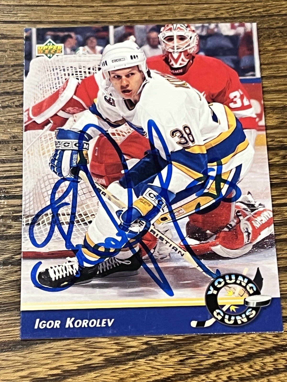 1992-93 Upper Deck Young Guns # 581 Igor Korolev St. Louis Blues Autographed