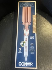 Conair Double Ceramic 3 Barrel Curling Iron, Hair Waver, Create Beachy Waves