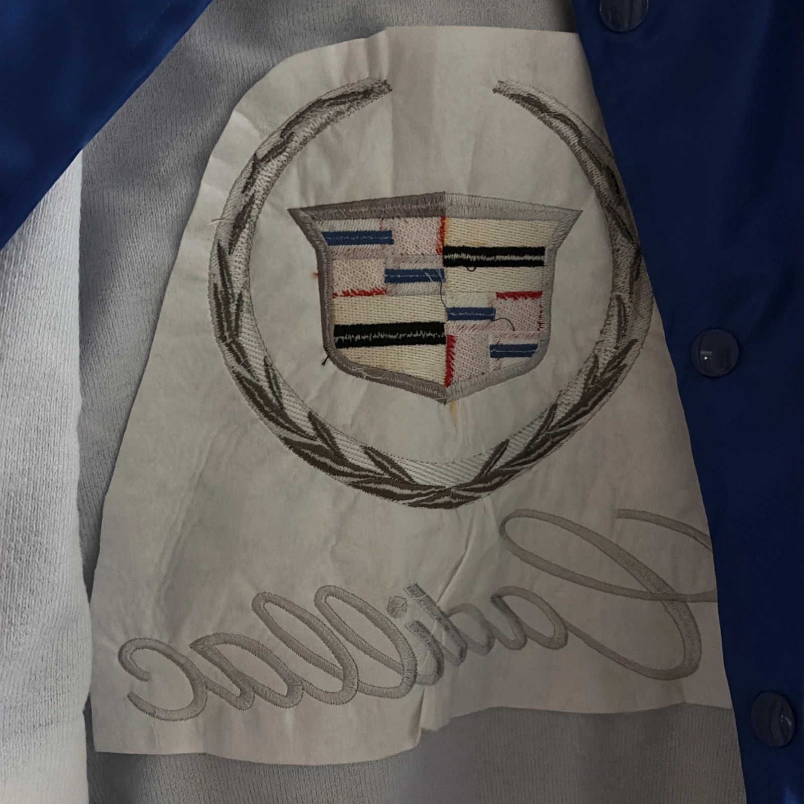 Vintage Nylon Embroidered Cadillac Logo Satin Bomber Jacket Size Small UNUSED - product detail image 10