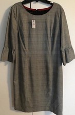 Talbots Womens Size 12 Black Striped Knee-Length Dress W/Flare Sleeves NWT! M283