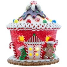 6 Inch LED Christmas Gingerbread House, Light Up House Gingerbread Décor, Vil...