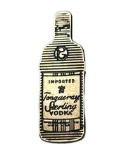 Vintage Tanqueray Sterling Vodka Promo Pin Alcohol Advertising Silver Tone Rare