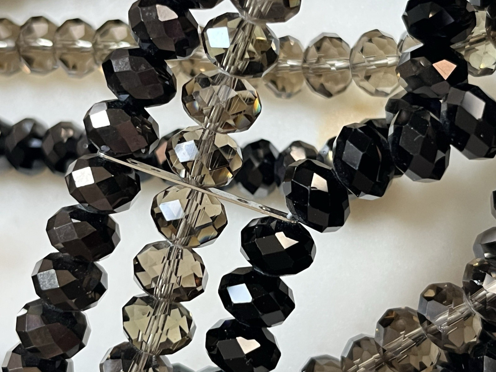 Faceted Beaded Statement Necklace Multi Strand Bl… - image 5