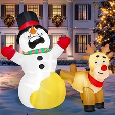 6.6 FT Long Christmas Inflatable Decoration with Build-in LEDs for Xmas Party