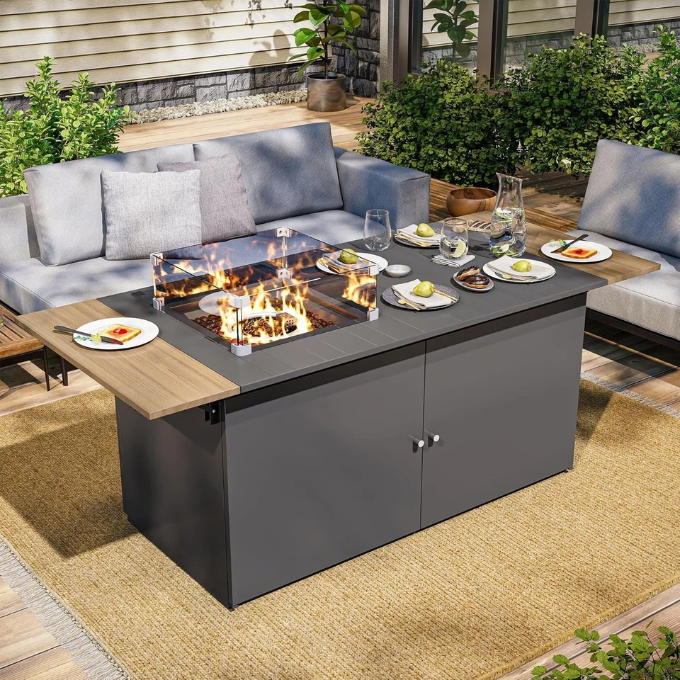 LAUSAINT HOME 64in  50,000 BTU Gas Fire Pit Table for Outside Patio, Propane - Image 2 of 4
