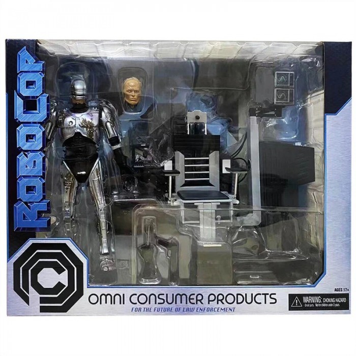 Figurine articulée Ultimate Battle Damaged Robocop avec chaise NECA