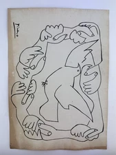 Pablo Picasso COA Art Painting Original Drawing Vintage Paper Signed