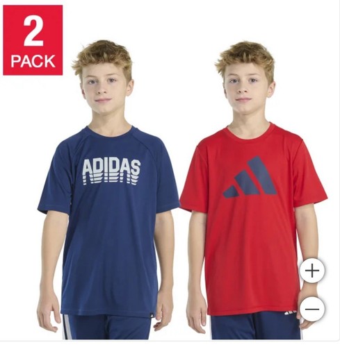 Adidas Youth Boy's 2-Pack Performance Tee, Navy Blue / Red, XL (18-20) - Picture 2 of 5