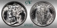 1942 S Mercury Dime 10c - CACG MS64 - ++RARE++ Inv MM FS-501 - Blazing Luster!