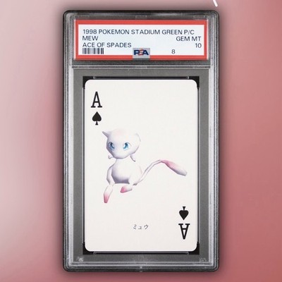 1998 MEW POKEMON STADIUM GREEN PLAYING CARDS ACE OF SPADES PSA 10 - POP 22 💎