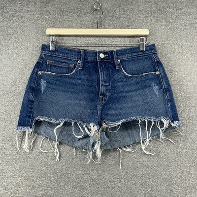 Good American Cut Off Shorts Women Size 4/27 Blue Denim Summer Classic