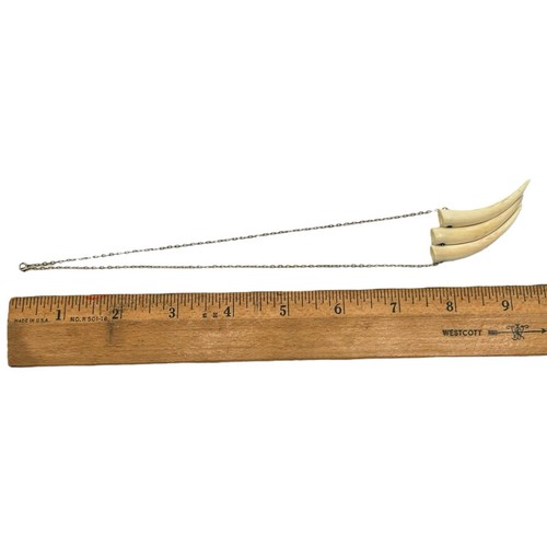 Antike 14K Gold Kette Halskette drei geschnitzte Anhänger - Bild 10 von 10