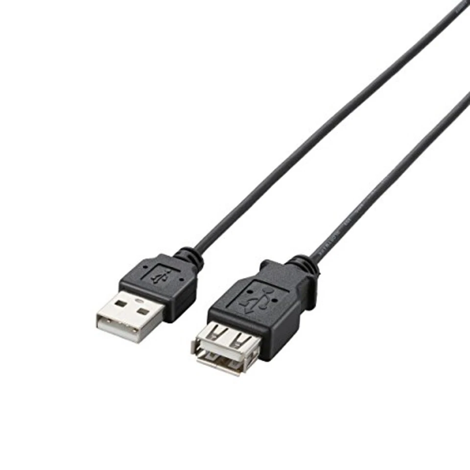 ELECOM USB extension cable USB2.0 A-A female type ultra-fine 1m black F/S wTrack - Image 3 of 3