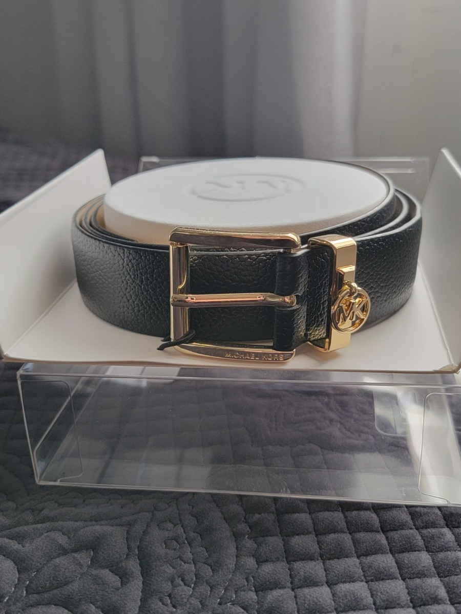 Michael Kors Genuine Black Leather Pebble Belt w/Gold Buckle 