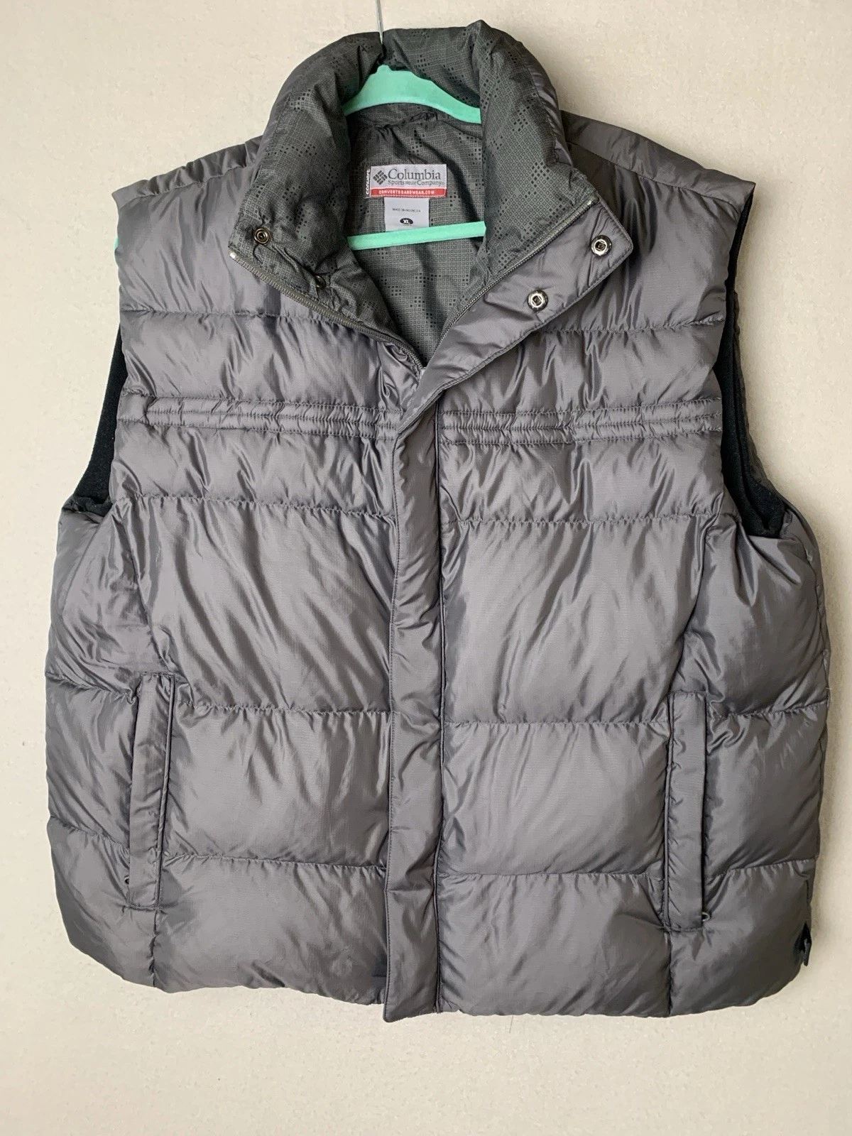 Columbia Vest Mens Size XL Gray Convert MTN Transit Down Puffer Quilted