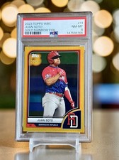Juan Soto #22/50 Gold Rainbow Foil WBC World Baseball PSA 8 Jersey Match 1/1