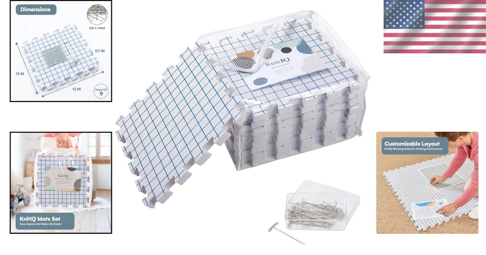 Knitting Blocking Mats Set with T-Pins - Photo 2/4