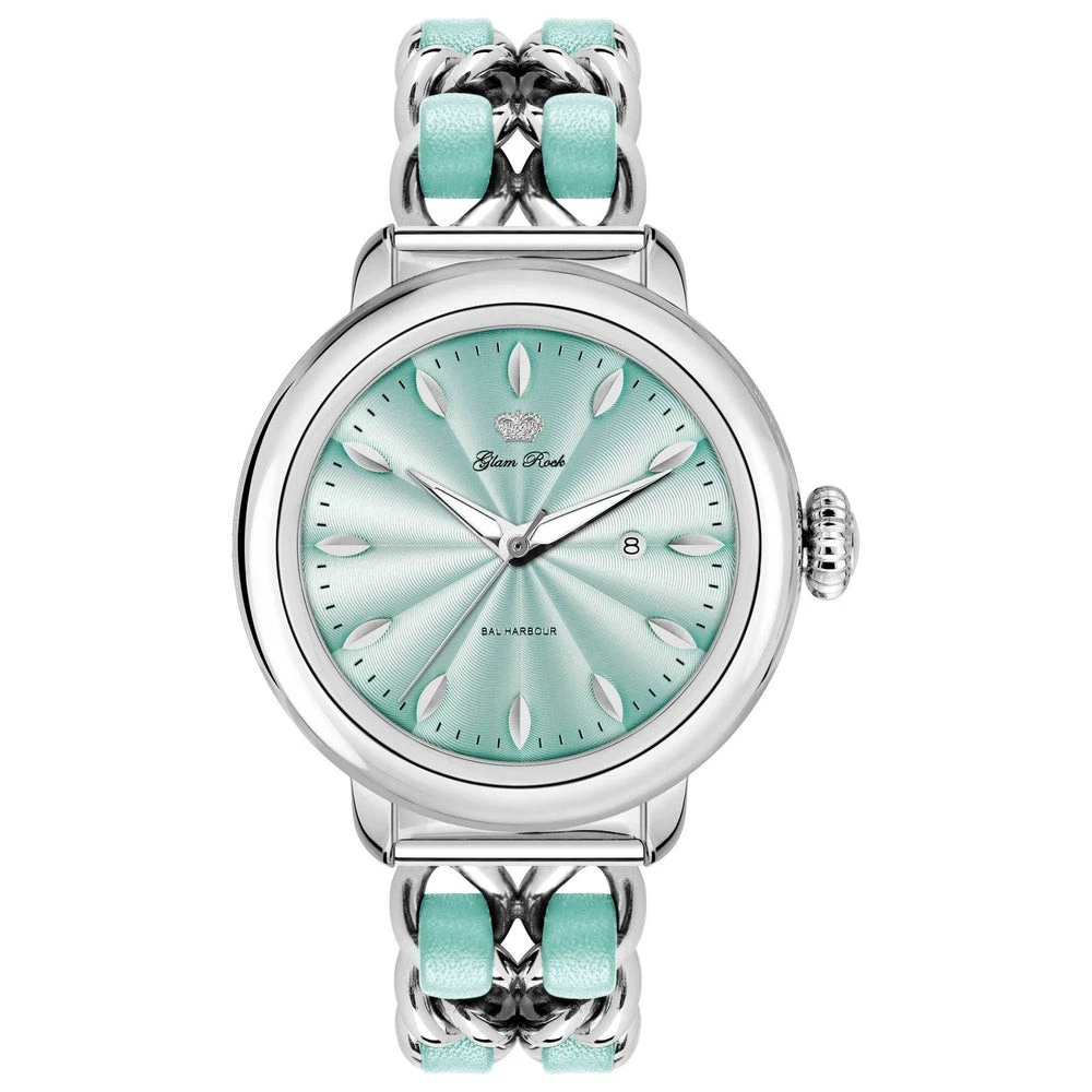 Glam Rock Green and White Watch with Silver Accents Legacy Watch - Silver/Green | Fashion Nova main image 4