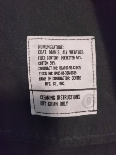 NWT men's unbranded Vintage double breasted black Trench coat size 36 NO Lining - Picture 4 of 5
