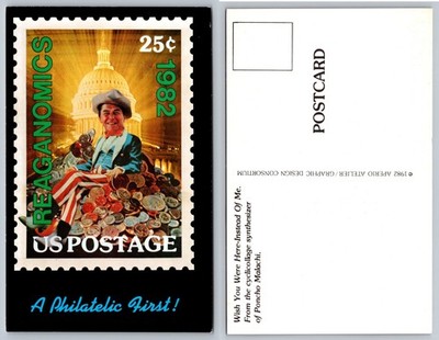 Reaganomics US Postage Capitol Illustration Postcard