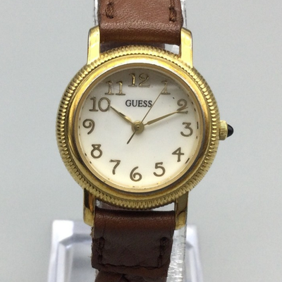 1996 Guess Watch Gold Tone Date Brown Braided Strap Vintage Style New Battery Vintage Guess Inc 1996 Japan Movt Gold Tone | eBay main image 3