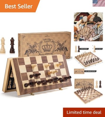 Portable 15'' Magnetic Chess Set - Ideal for Adults and Kids with Storage Options