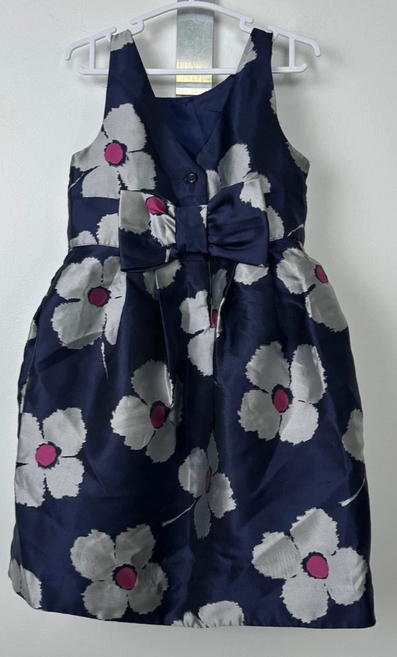 Vestido Janie Jack Niñas Floral Sin Mangas Talla 3 Niño Pequeño Lazo Cottagecore Forrado D7 Foto 3 de 4