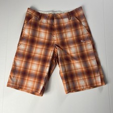 Puma Youth Large Orange Plaid Shorts Pockets