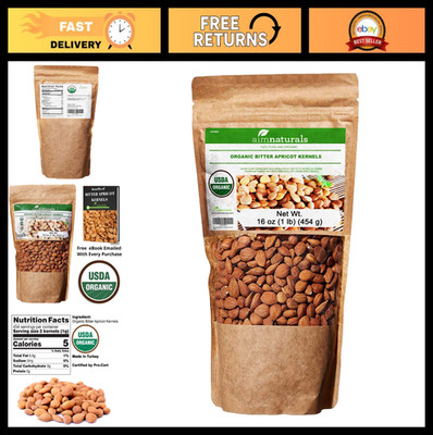 Organic Bitter Apricot Kernels 1LB - Raw, USDA Certified, Healthy Snack, Turkey