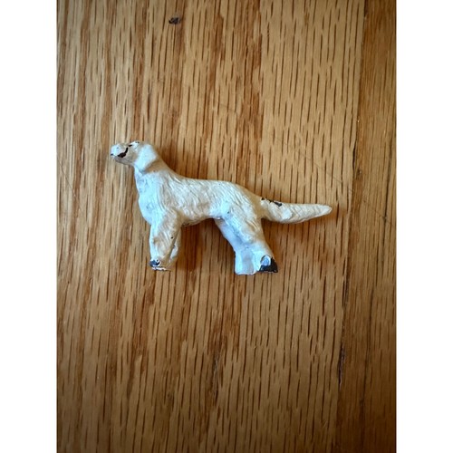 Vtg 20s Miniature Metal Dog Figurine White Golden Retriever Setter Toy 2.25 Inch