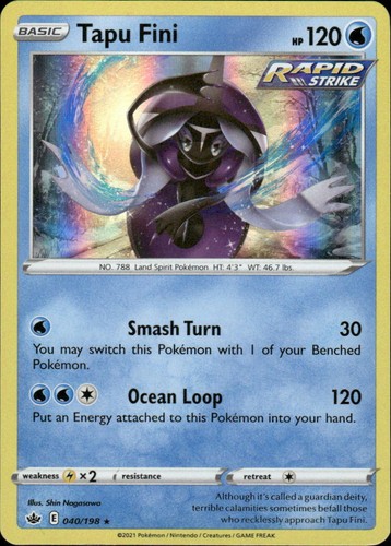 Tapu Fini Chilling Reign 040/198 Holo Rare Holo Pokémon — English NM