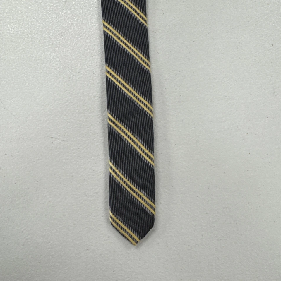 Corbata Brooks Brothers EE. UU. para hombre gris y amarillo a rayas 100 % seda Foto 4 de 4