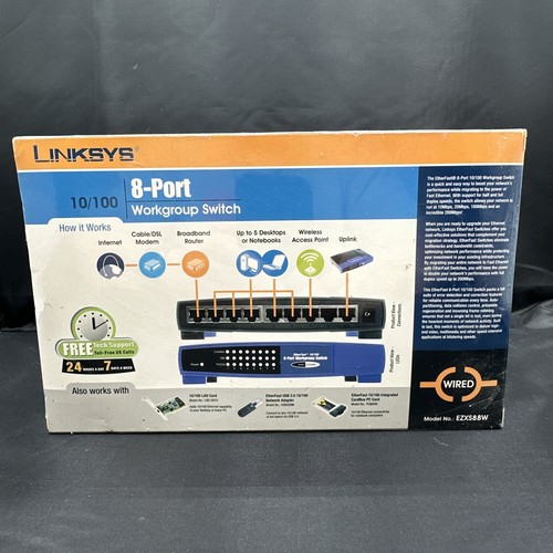 Linksys EZXS88W 10/100 Mbps 8-port Work Group Switch New Sealed In Box Cisco - Photo 2/6