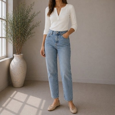Maeve Anthropologie Popover Top Women Small White Ribbed Cuffed Capsule Wardrobe