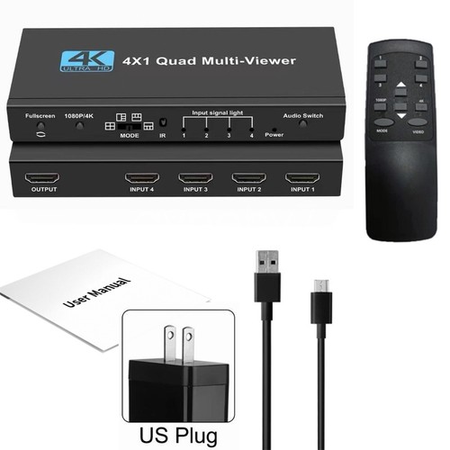 Multi-Viewer HDMI 4x1 HDMI Quad Screen Multiviewer 4 in 1 Switch Senza soluzione di continuità + IR - Foto 18 di 19