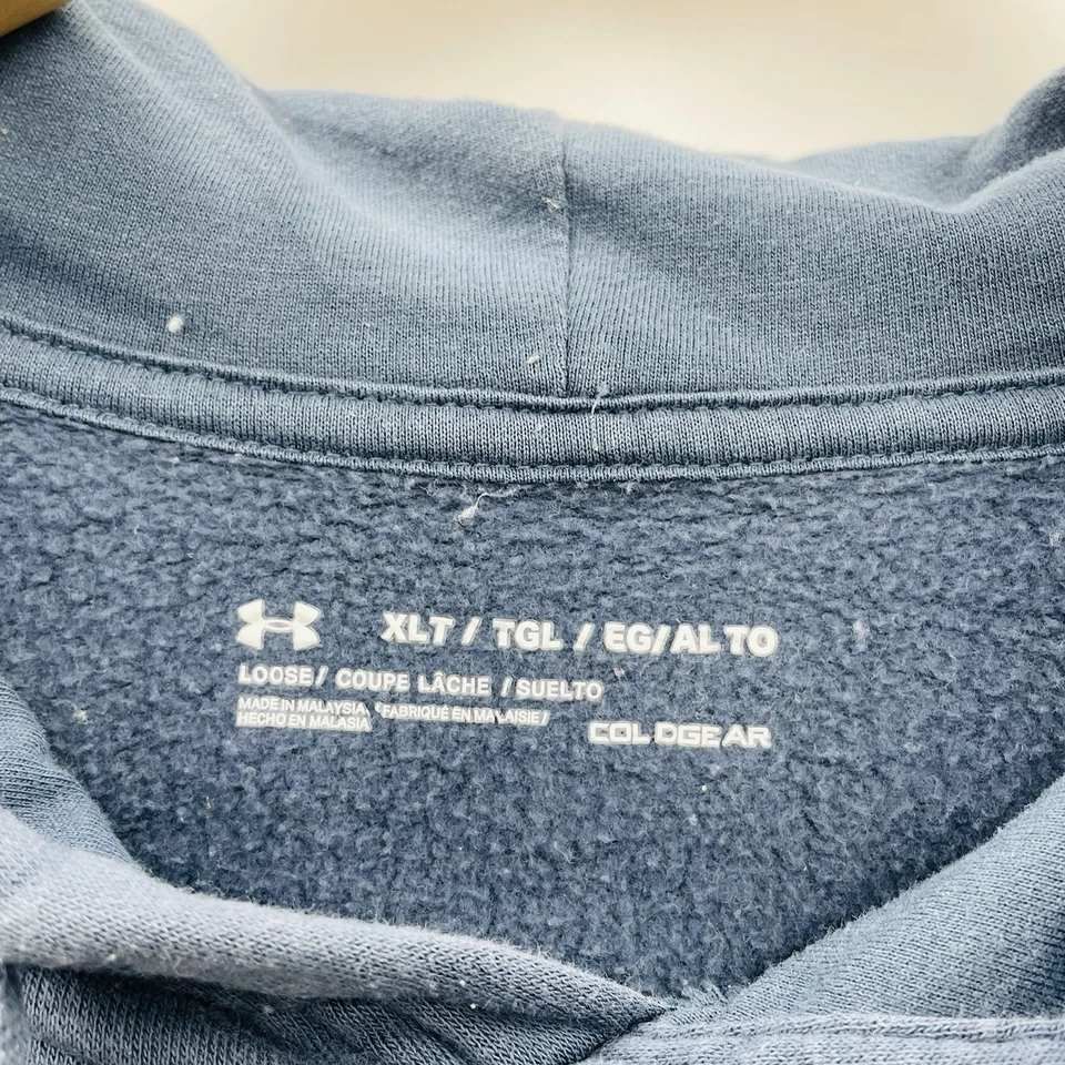 Under Armour Hombres Talla XLT Alto Rival Polar Sudadera con Capucha Pullover Sudadera en Azul Foto 4 de 4