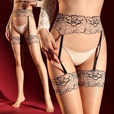 Ultra-thin 5D One-piece Suspender Stockings Tights Stay-up Thigh Highs Garters